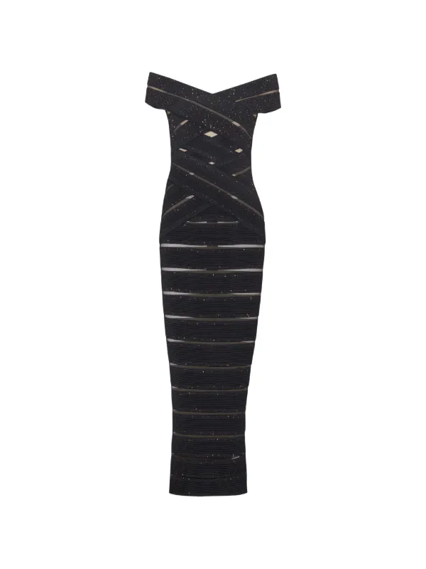 black knitted bodycon midi dress Balmain vintage cover up