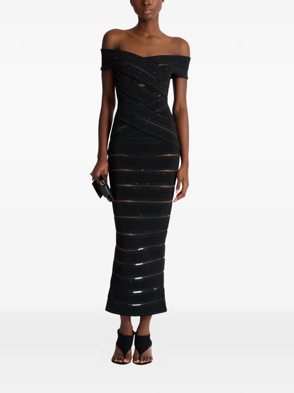 Balmain Gebreide midi-jurk Zwart