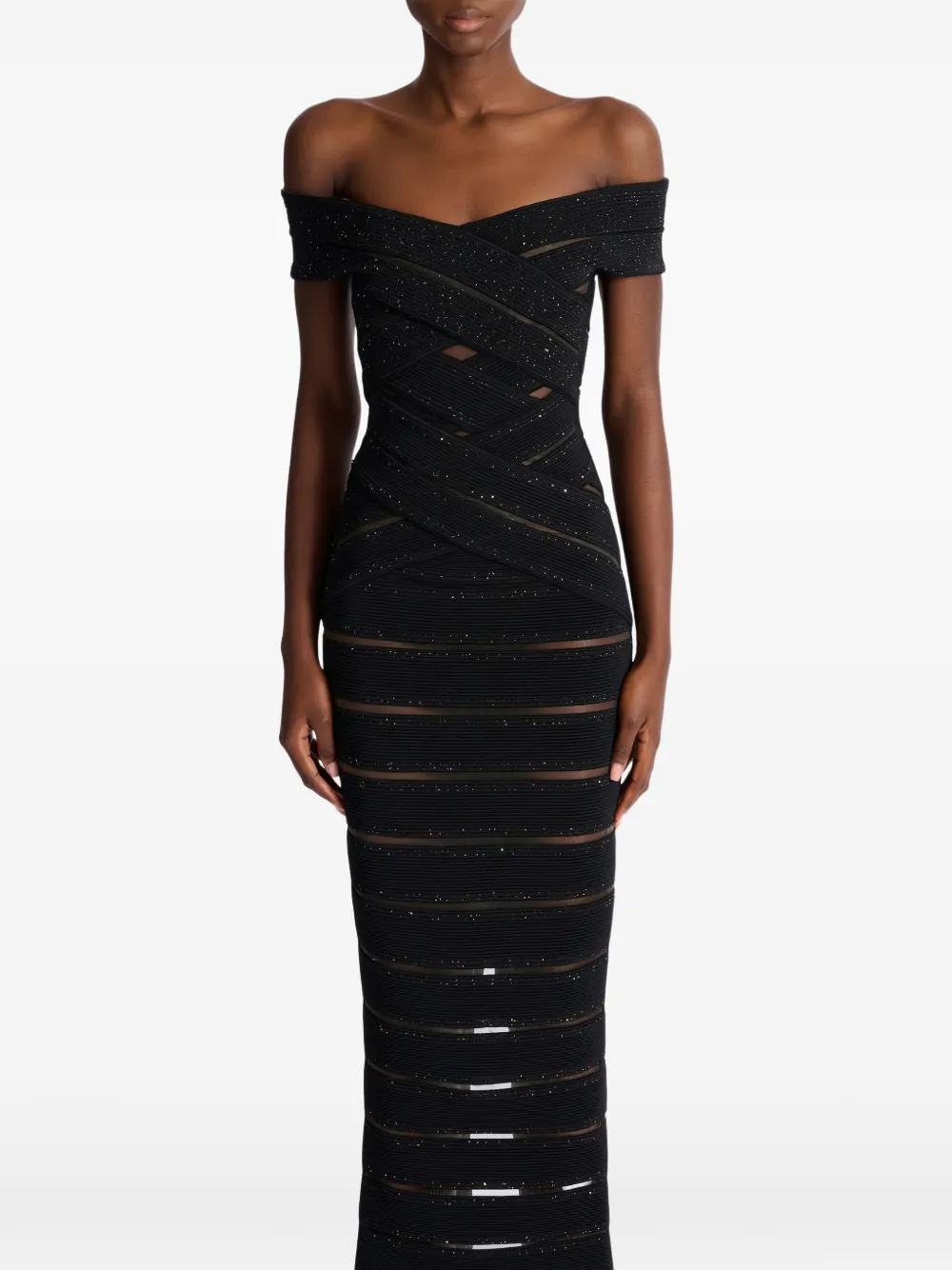 Balmain Gebreide midi-jurk Zwart