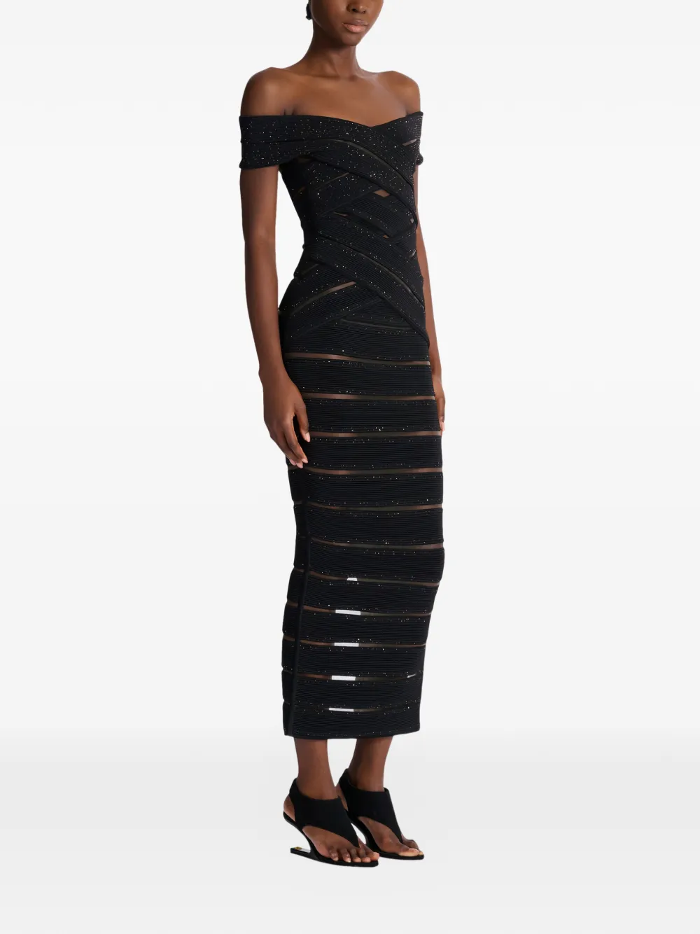 Balmain Gebreide midi-jurk Zwart