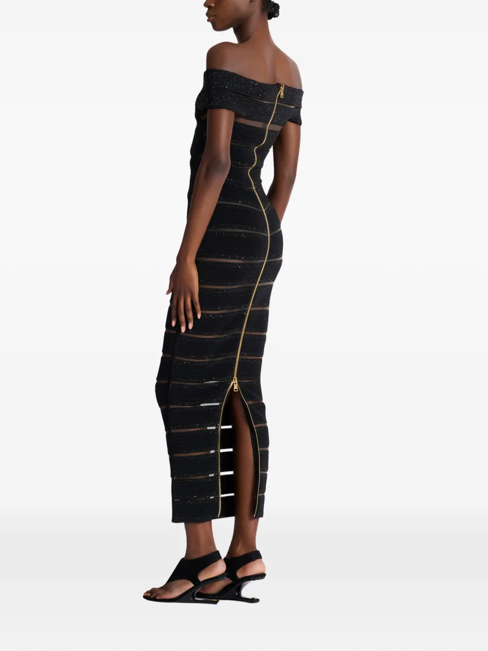 Balmain Gebreide midi-jurk Zwart