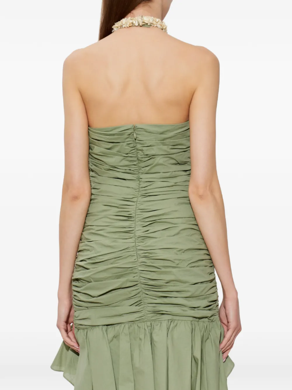 Balmain Gedrapeerde mini-jurk Groen