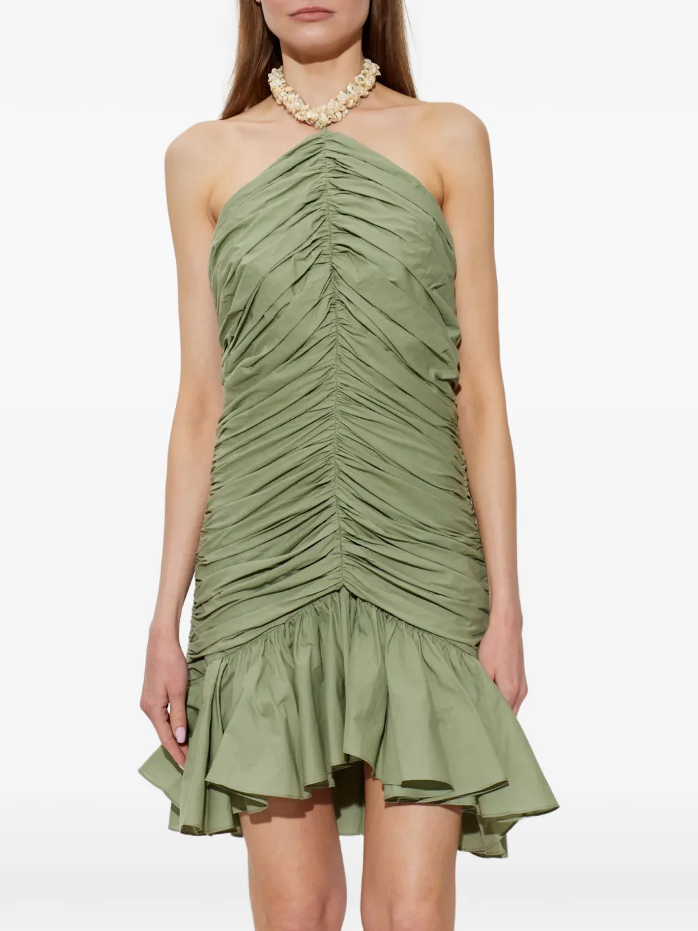Balmain Gedrapeerde mini-jurk Groen