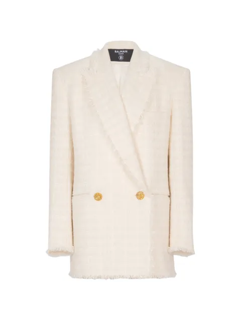 Balmain chamarra de tweed con flecos