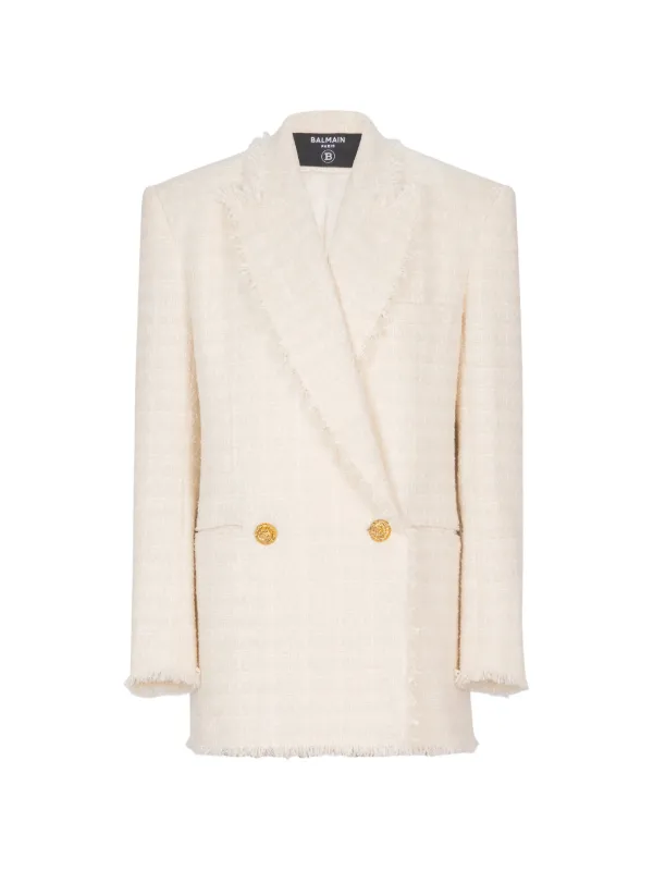 Balmain Two-button Tweed Jacket in Neutrals