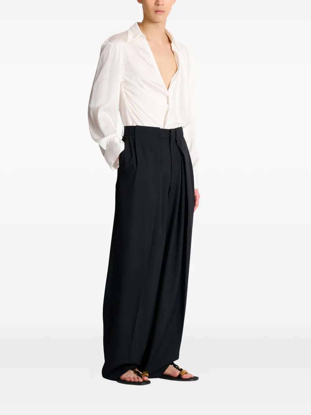  Balmain Knife-pleats Tailored Trousers - Black 