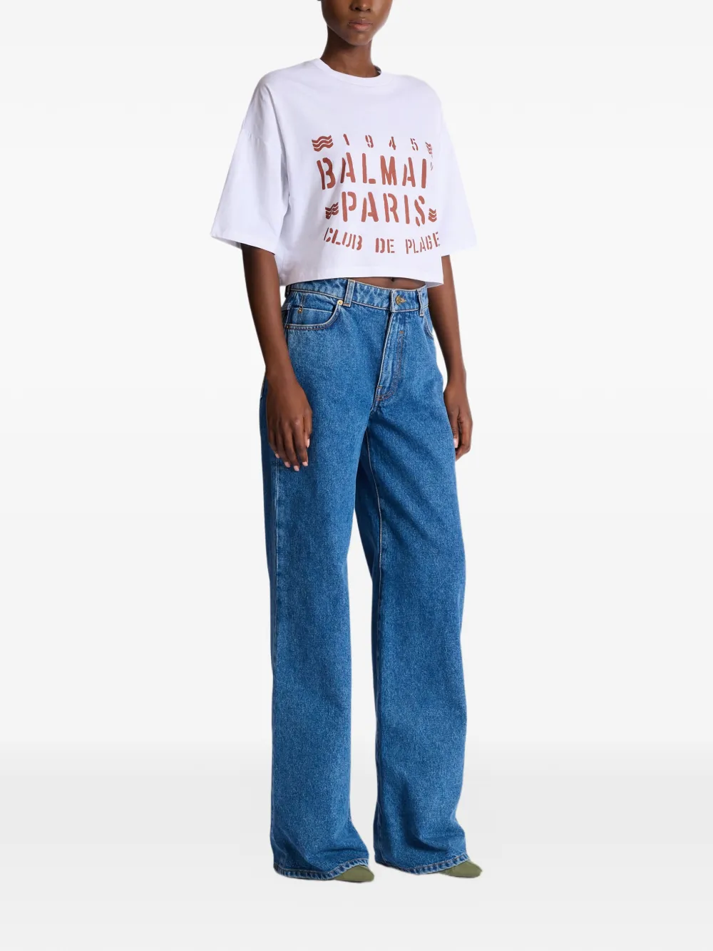  Balmain Camiseta Estampada - Blanco 