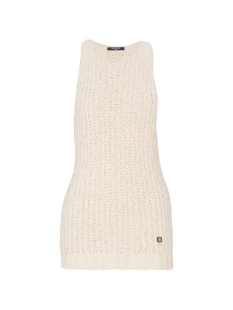 Balmain 로고 디테일 민소매 탑