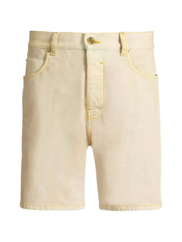 Balmain Faded Denim Bermuda Shorts in Neutrals