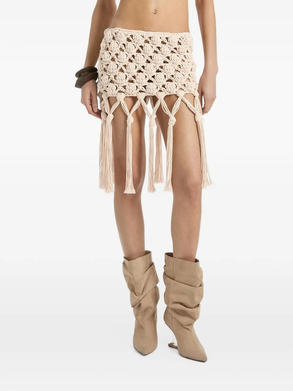 Balmain Katoenen gehaakte rok Beige