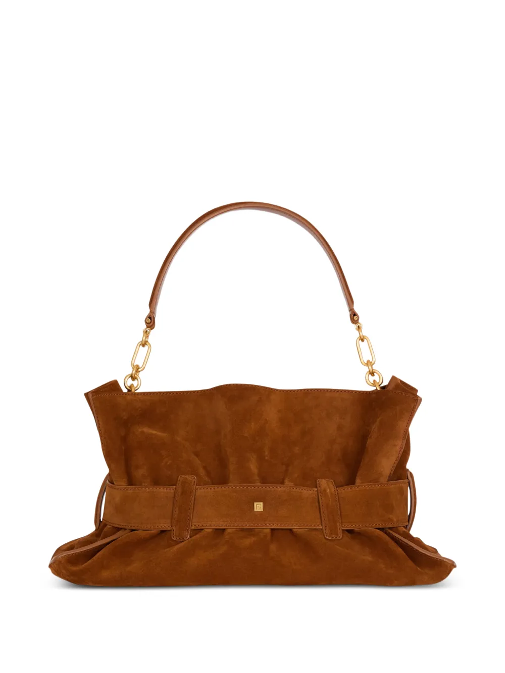 Balmain Medium Anthem suède schoudertas Bruin