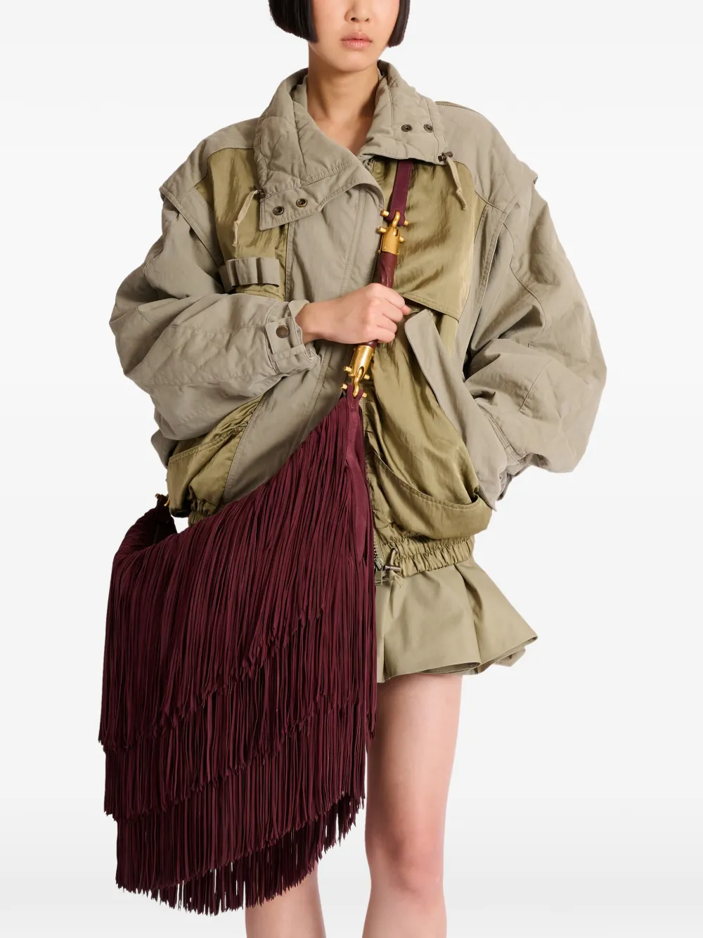 Balmain Grote Ébène suède tas met franje Bruin