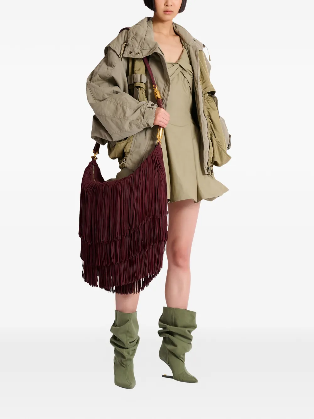 Balmain Grote Ébène suède tas met franje Bruin