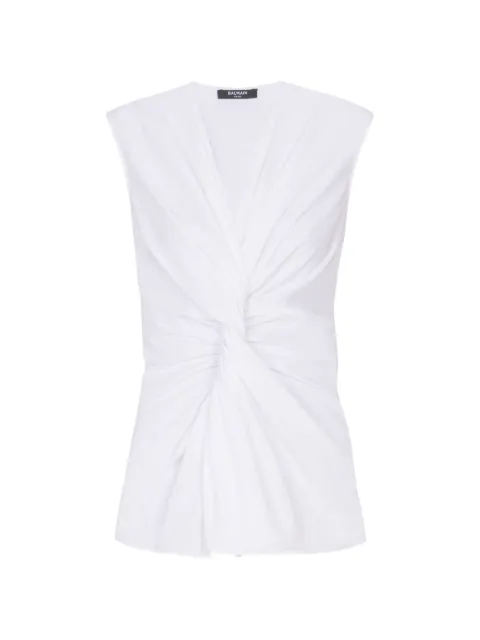 Balmain draped V-neck blouse