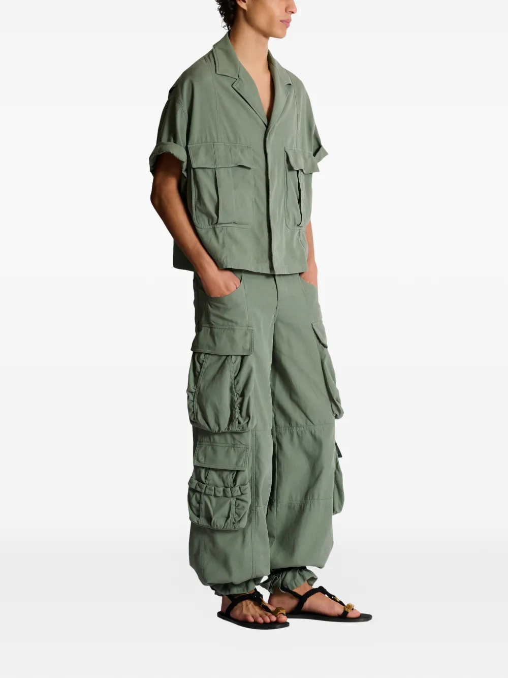 Balmain Overhemd met cargo zak Groen