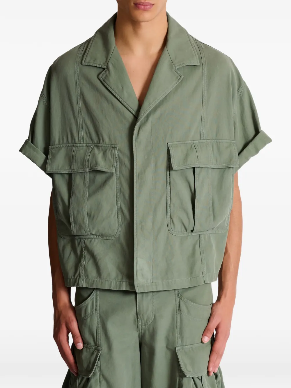 Balmain Overhemd met cargo zak Groen