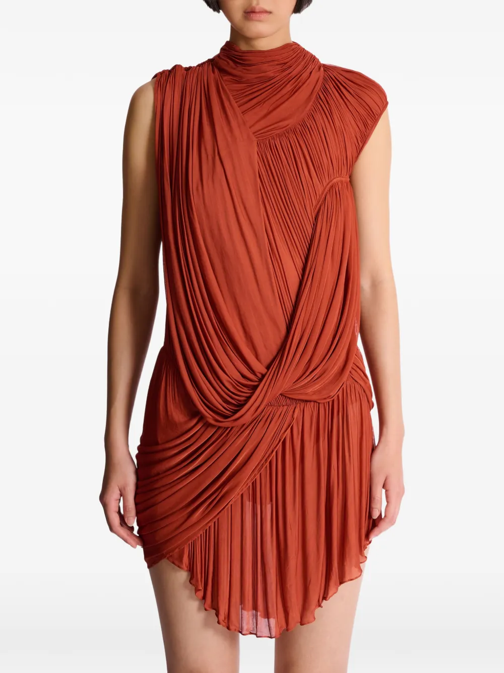 Balmain Gedrapeerde jersey jurk Rood