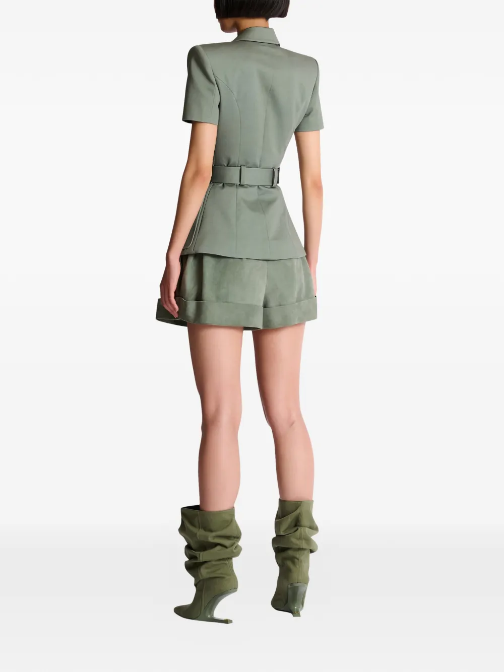 Balmain Anthem gabardine jack met ceintuur Groen