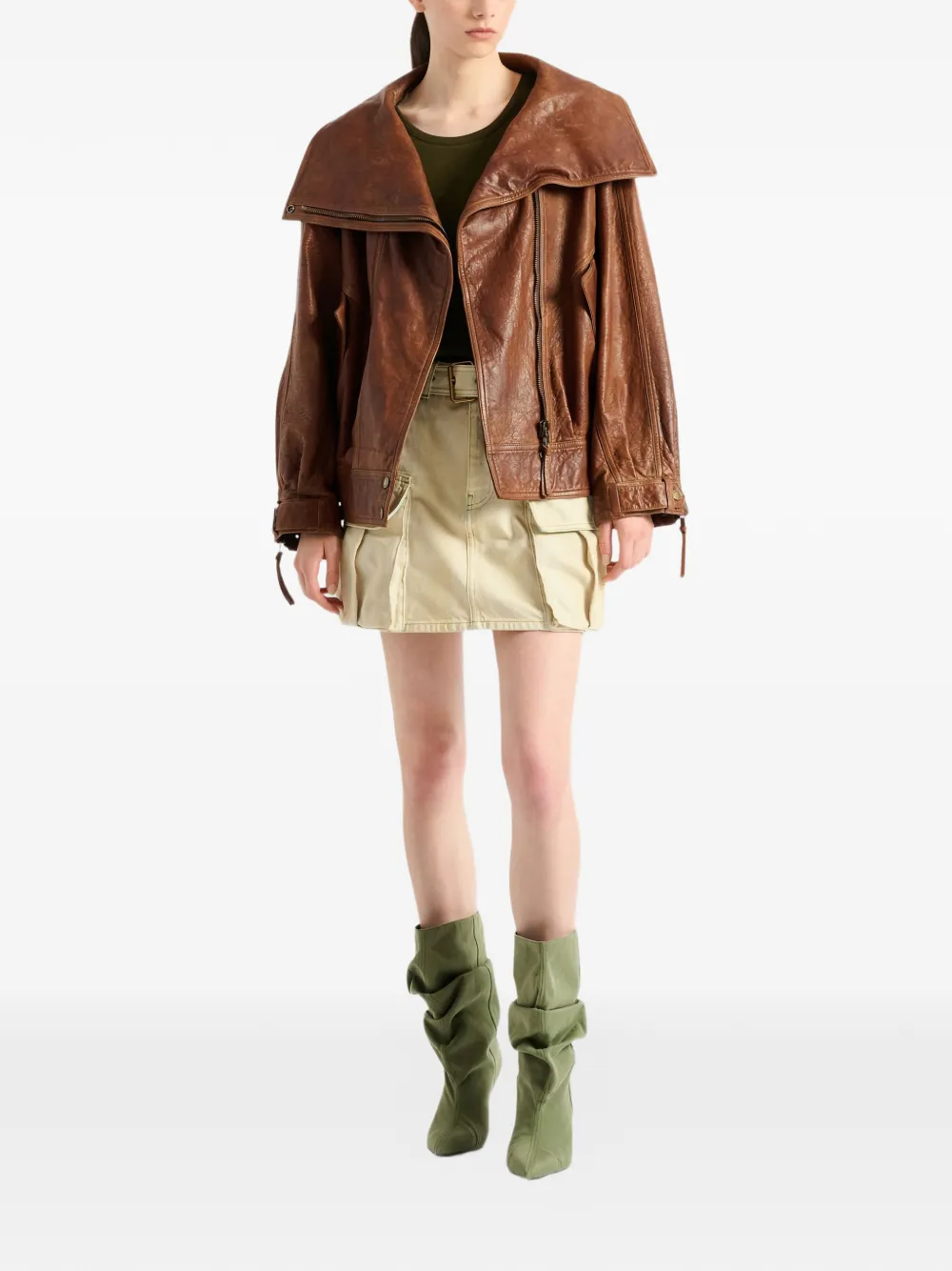  Balmain Faded Denim Skirt - Neutrals 