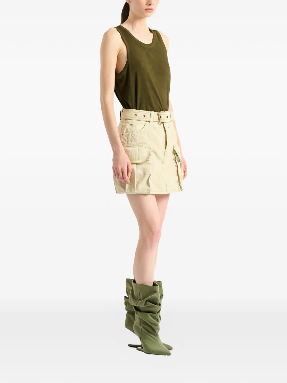  Balmain Faded Denim Skirt - Neutrals 