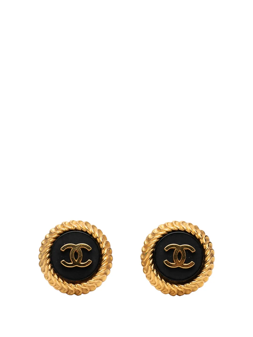 CHANEL Pre-Owned Orecchini tondi CC a clip con placcatura oro e smalto 1995
