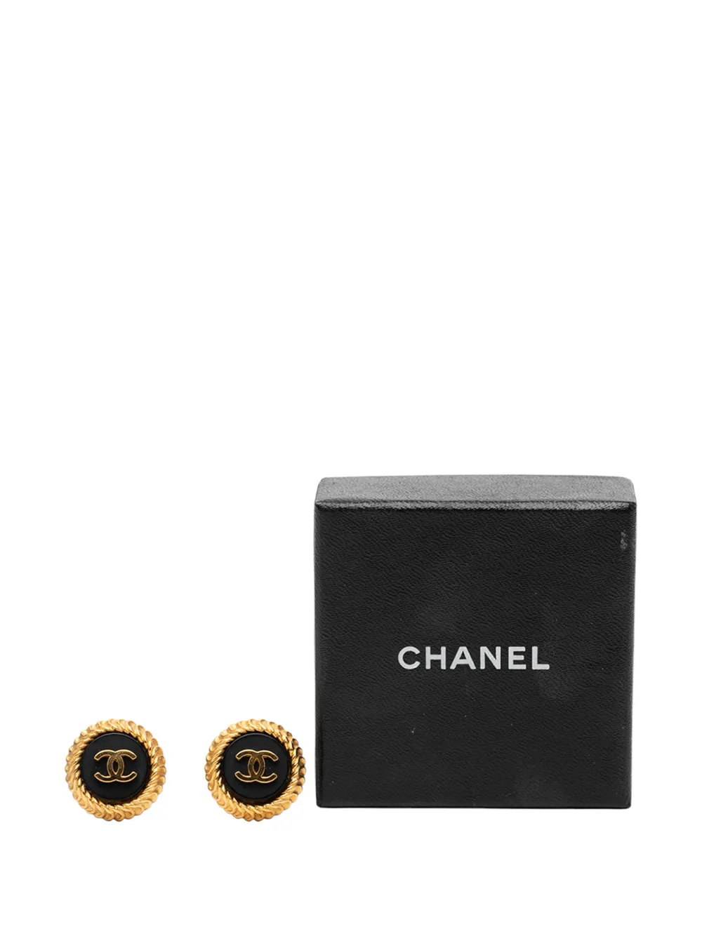 1995 Cc Gold Plated And Enamel Round Clip On Earrings Costume Earrings
