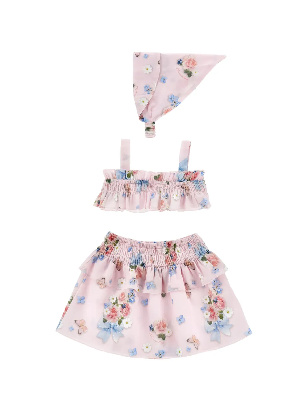 Monnalisa Set top e gonna a fiori - Rosa