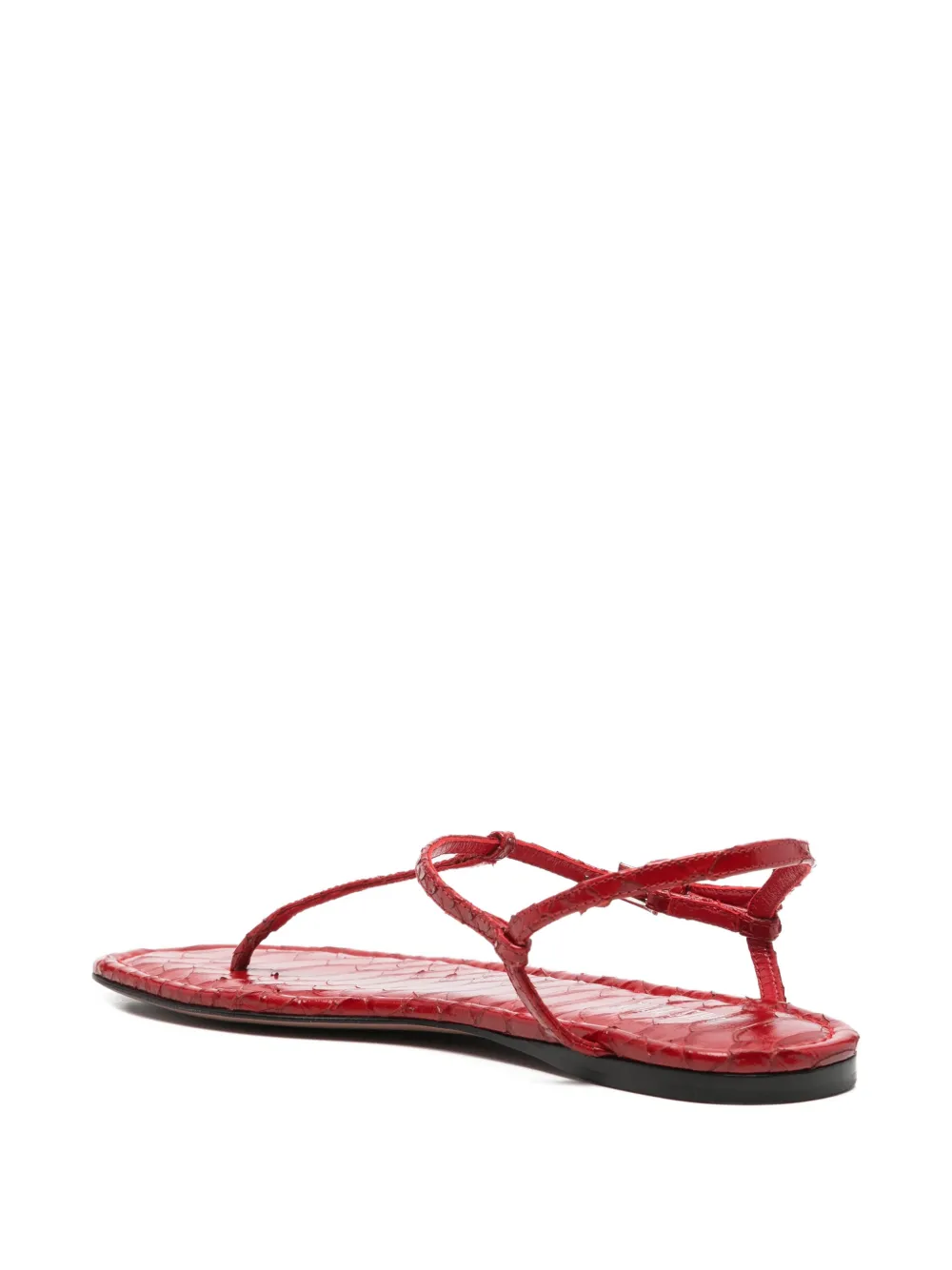Paris Texas Leren sandalen met slangen-reliëf Rood
