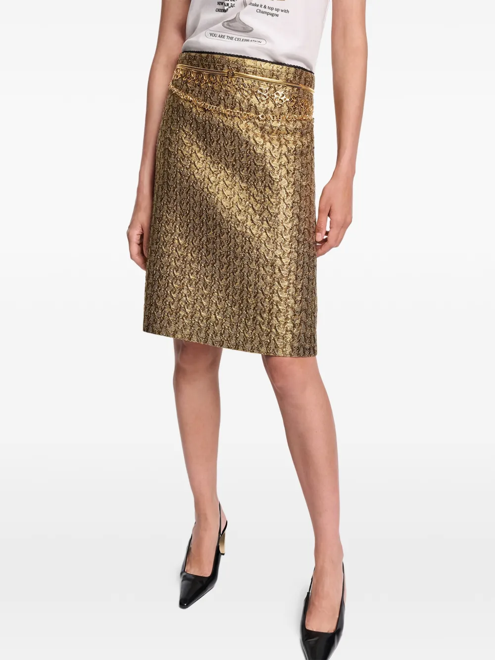  Dorothee Schumacher Brocade Midi Straight Skirt - Yellow 