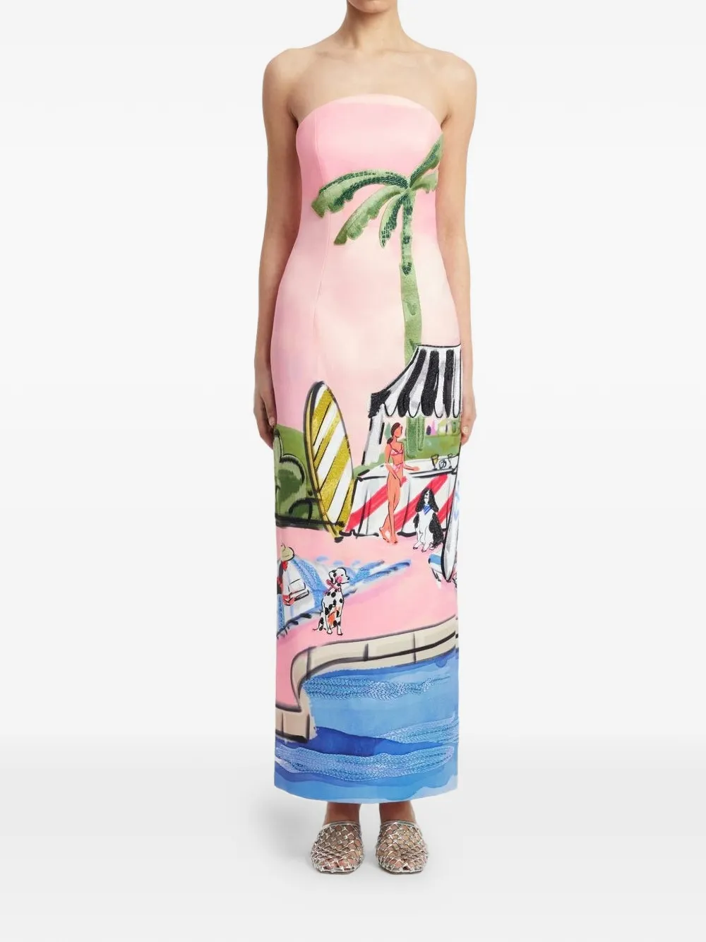  Leo Lin Ava Bustier Printed Maxi Dress - Pink 