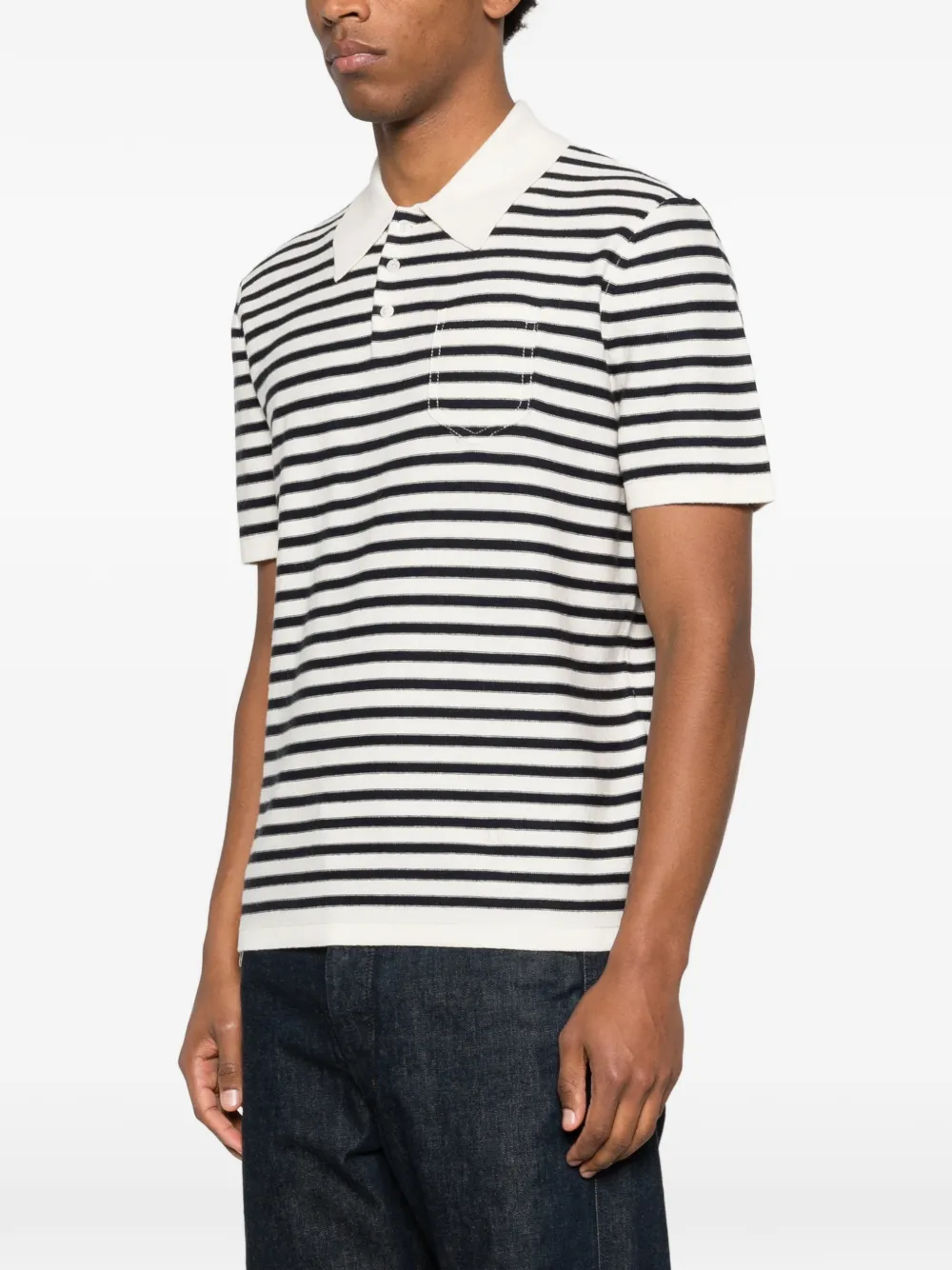  A.p.c. Striped Pocket Polo Shirt - Neutrals 