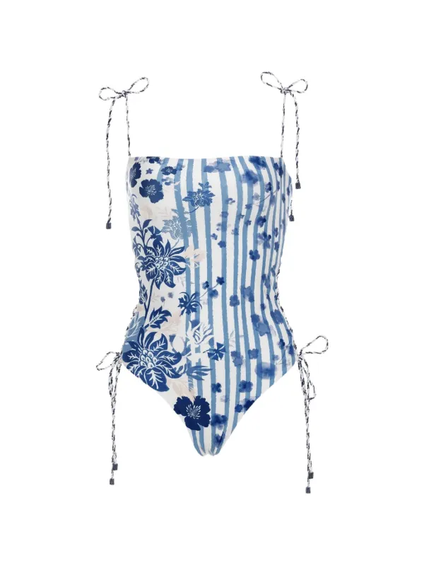 Agua by Agua Bendita Posh Batik Reversible One-piece Swimsuit in White