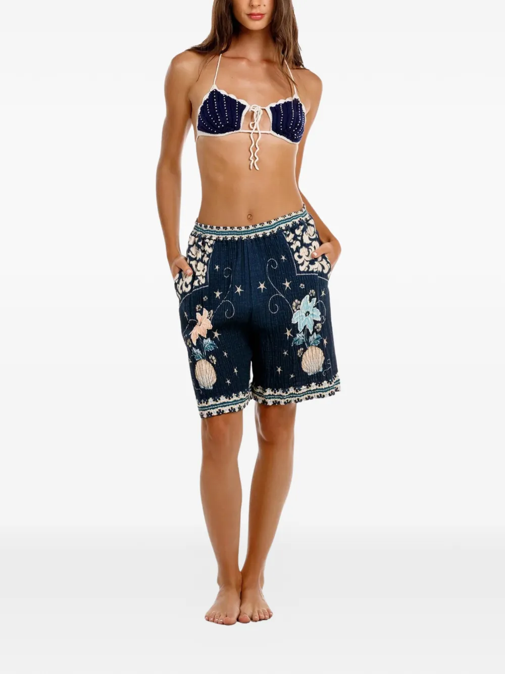 Agua By Agua Bendita Malaga shorts met print Blauw