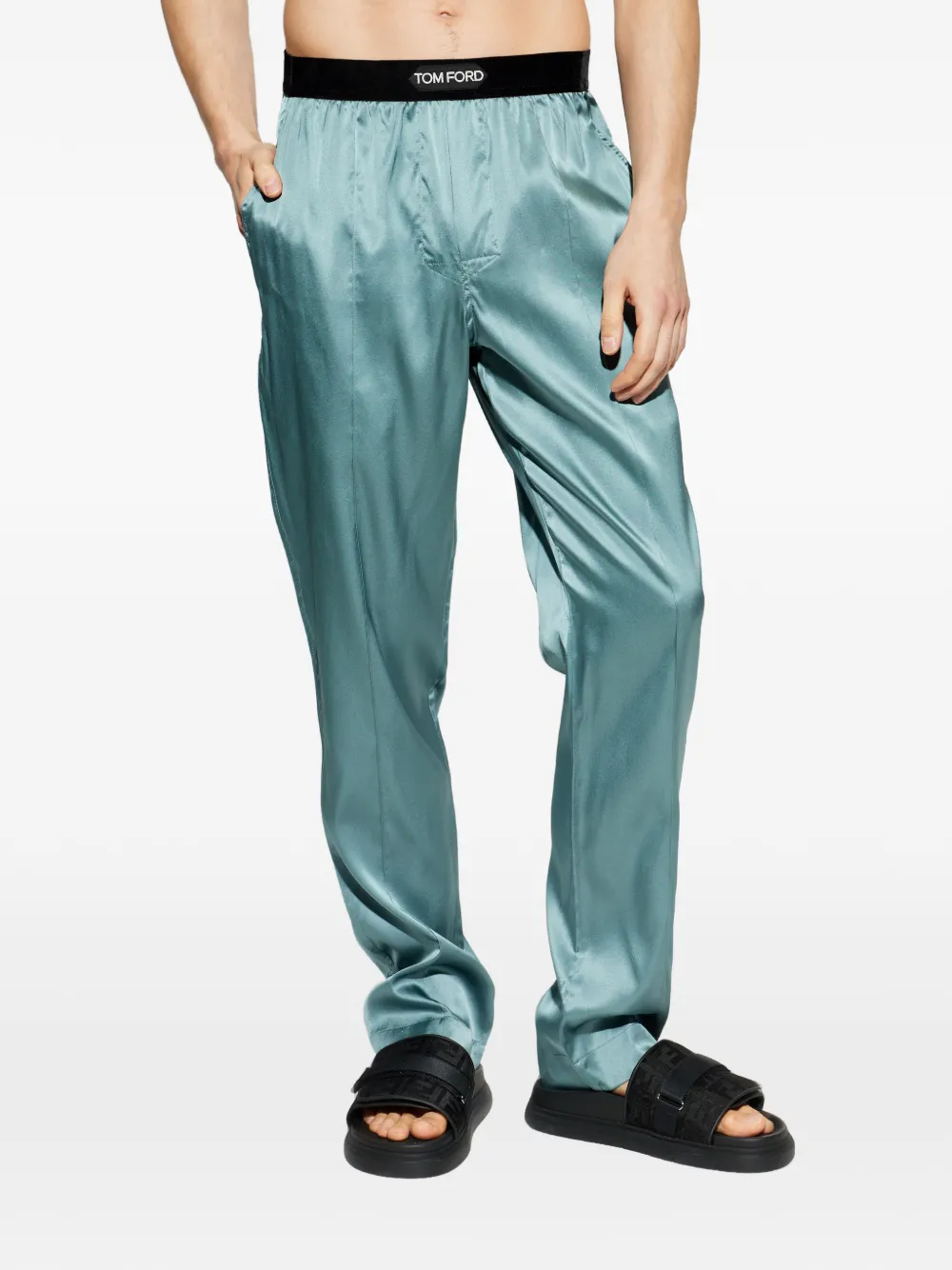 TOM FORD Pyjamabroek met logo-tailleband Blauw