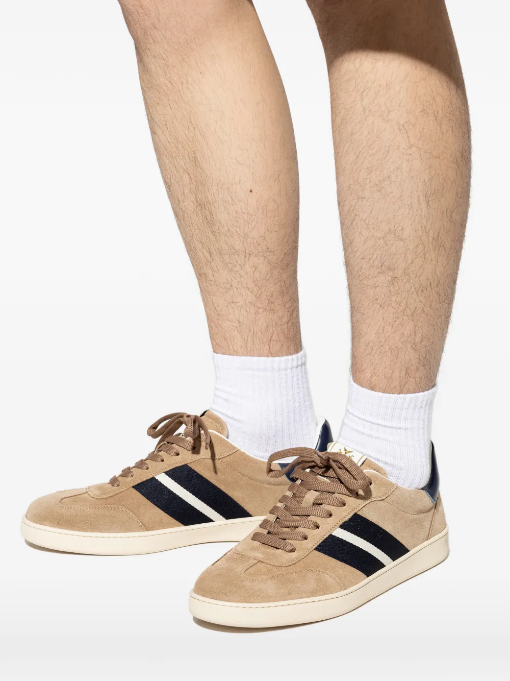 Bally Gestreepte leren sneakers Beige