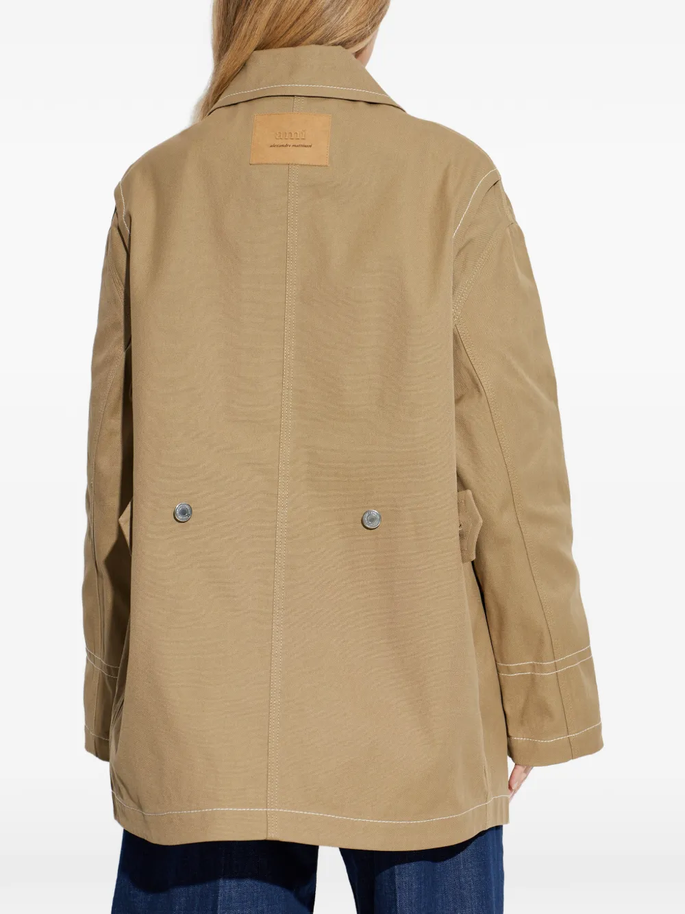 AMI Paris Shirtjack met contrasterend stiksel Beige