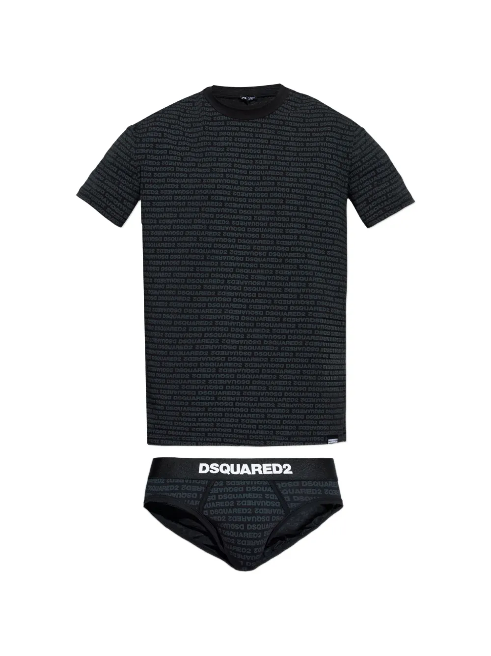DSQUARED2 logo-print lounge T-shirt and briefs set - Nero