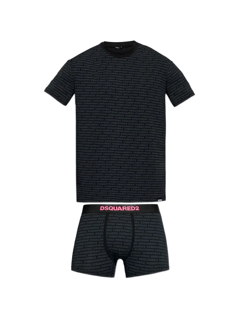 DSQUARED2 logo-print lounge T-shirt and boxers set - Nero