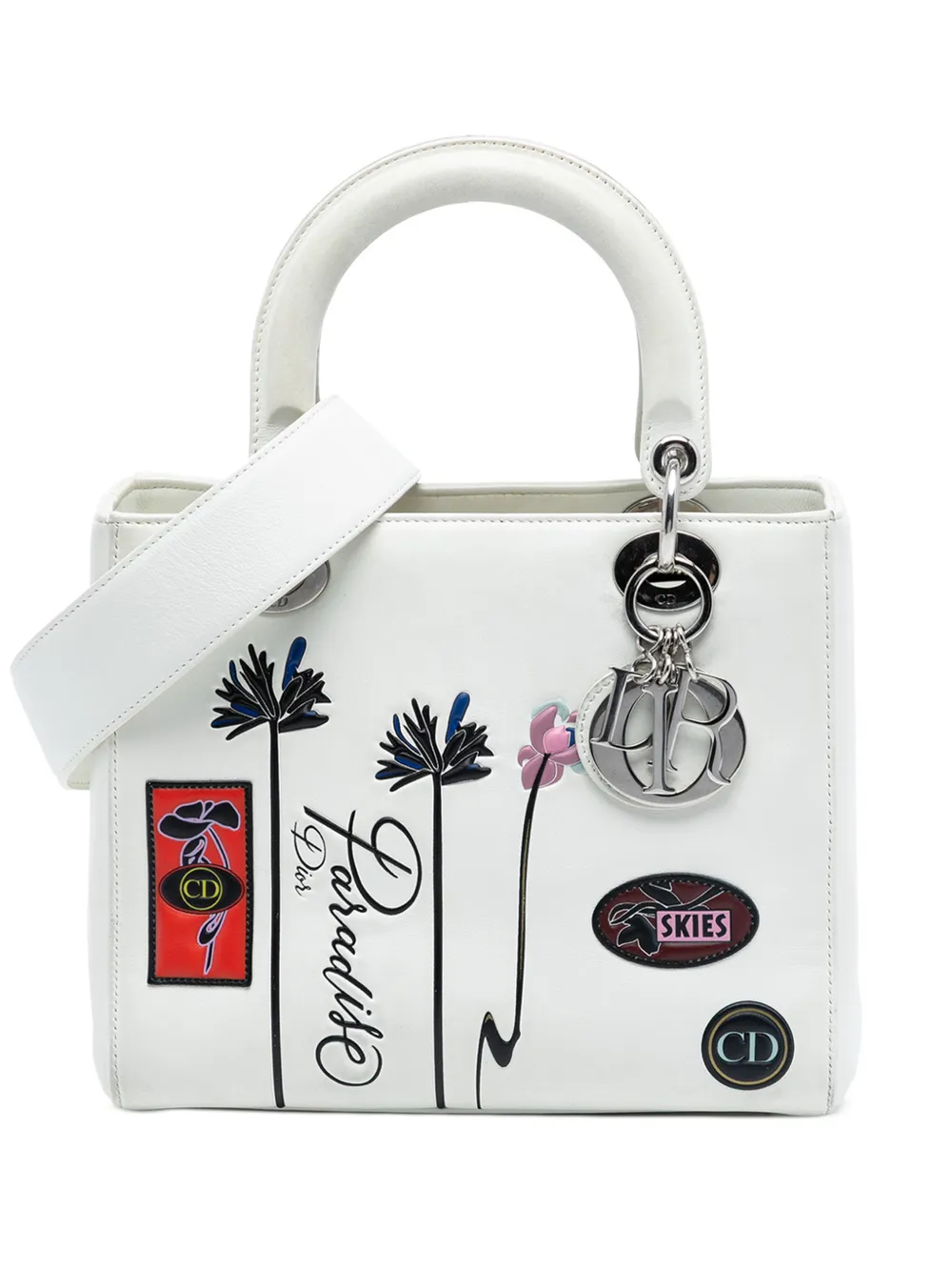 Christian Dior Pre-Owned 2015 Medium Lambskin Paradise Lady Dior satchel - Bianco