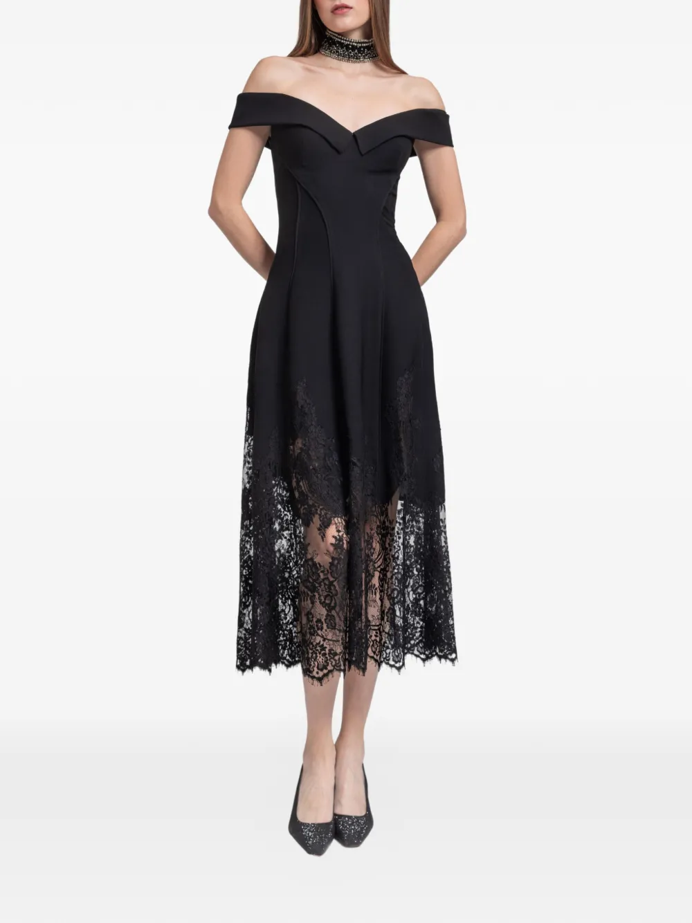 Gemy Maalouf Off-shoulder midi-jurk Zwart