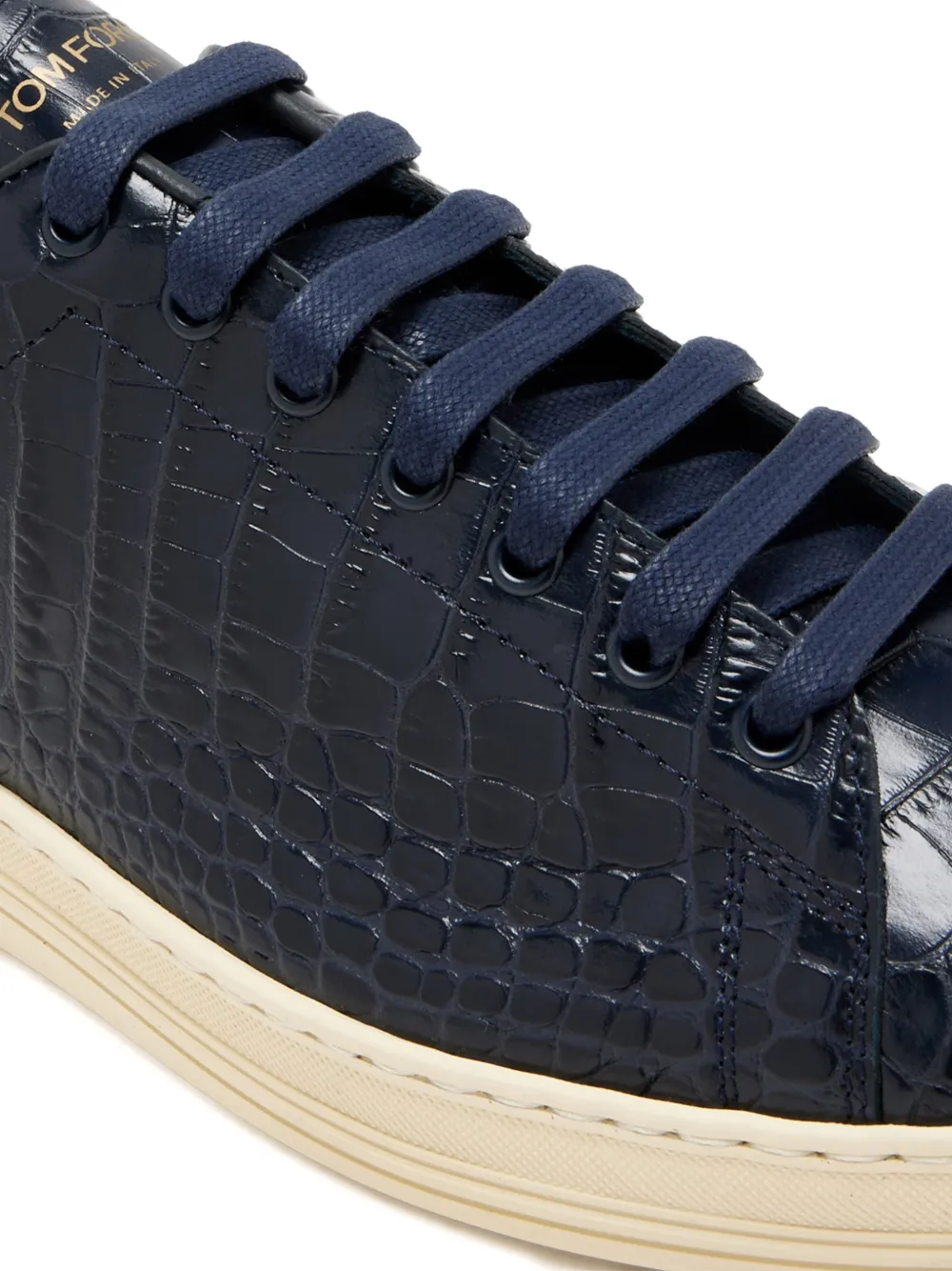 TOM FORD Warwick leren sneakers met alligatorprint Blauw