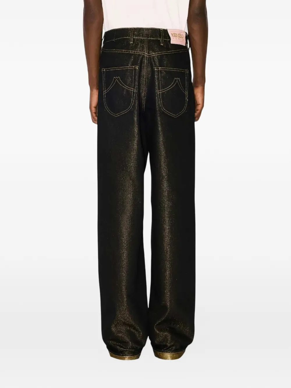 Kenzo Jeans met wijde pijpen en vijf zakken Zwart