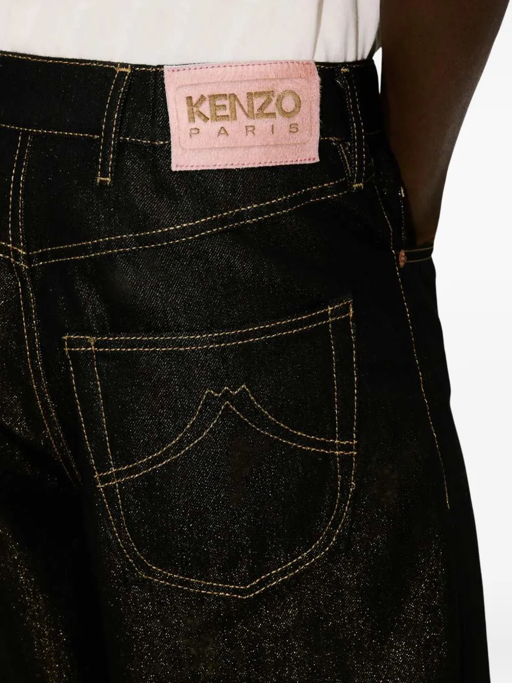 Kenzo Jeans met wijde pijpen en vijf zakken Zwart