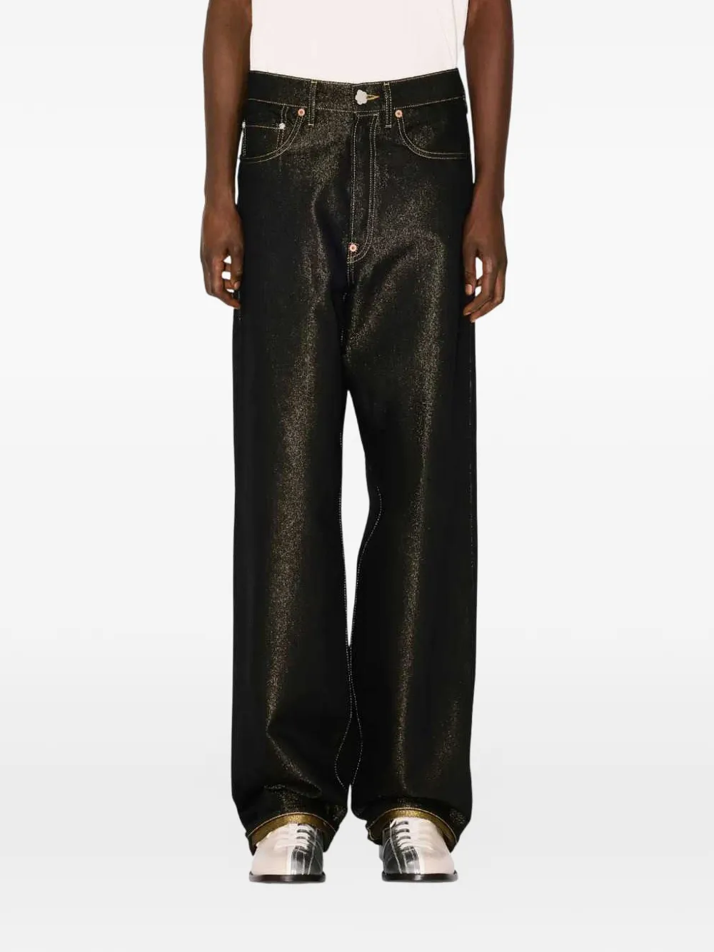 Kenzo Jeans met wijde pijpen en vijf zakken Zwart