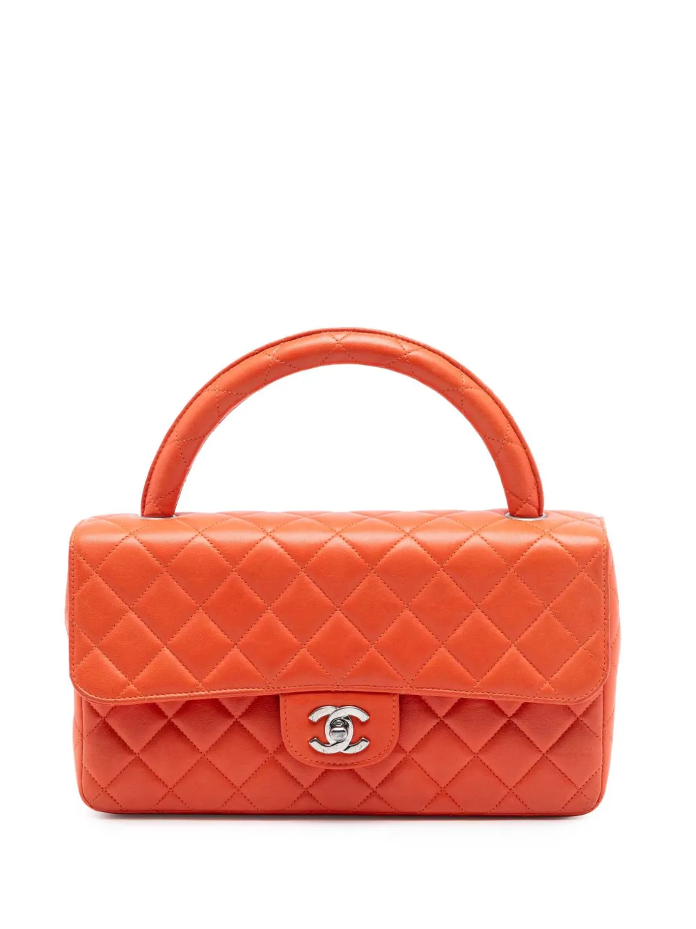 CHANEL Pre-Owned Borsa a mano Kelly in pelle di agnello con battente 1996-1997 - Arancione