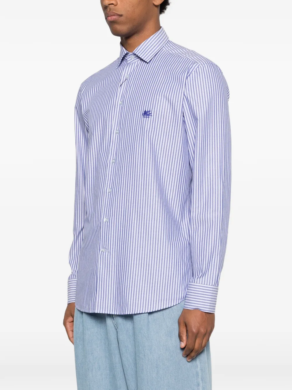  Etro Striped Logo Shirt - Blue 