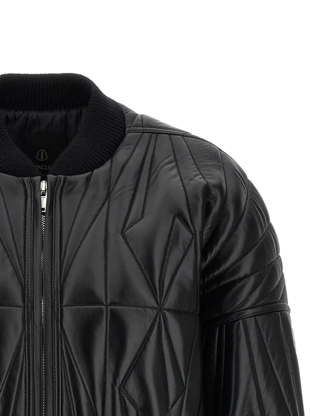 Rick Owens x Moncler gewatteerd leren bomberjack Zwart