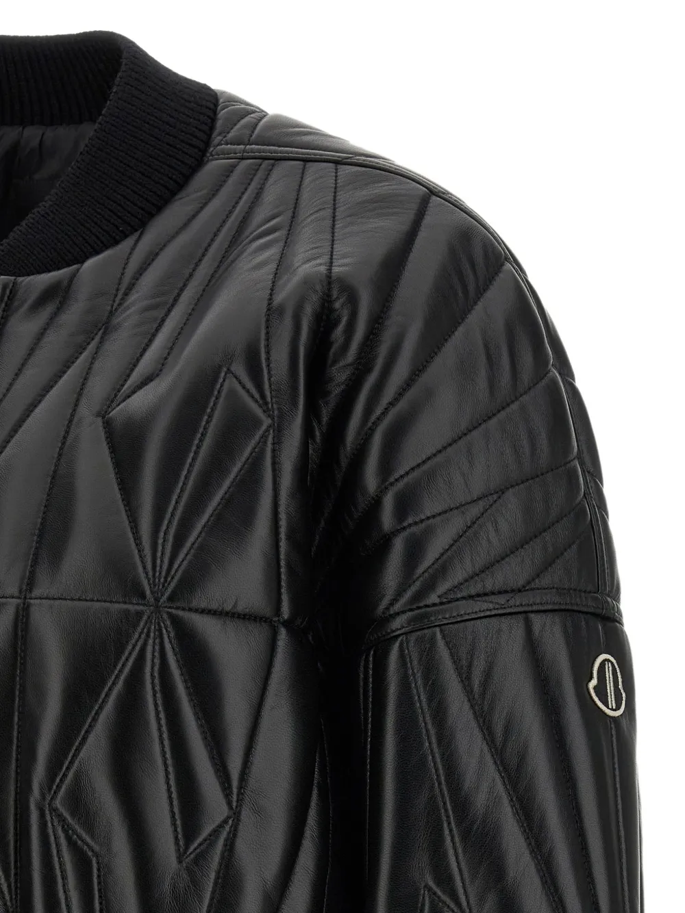 Rick Owens x Moncler gewatteerd leren bomberjack Zwart