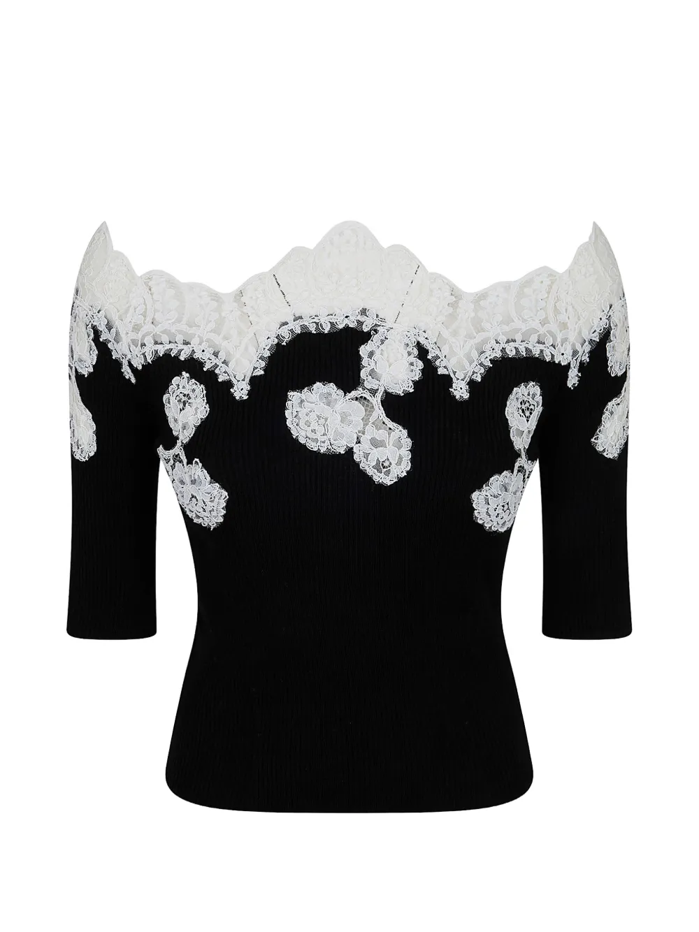 Ermanno Scervino lace off-shoulder sweater - Black