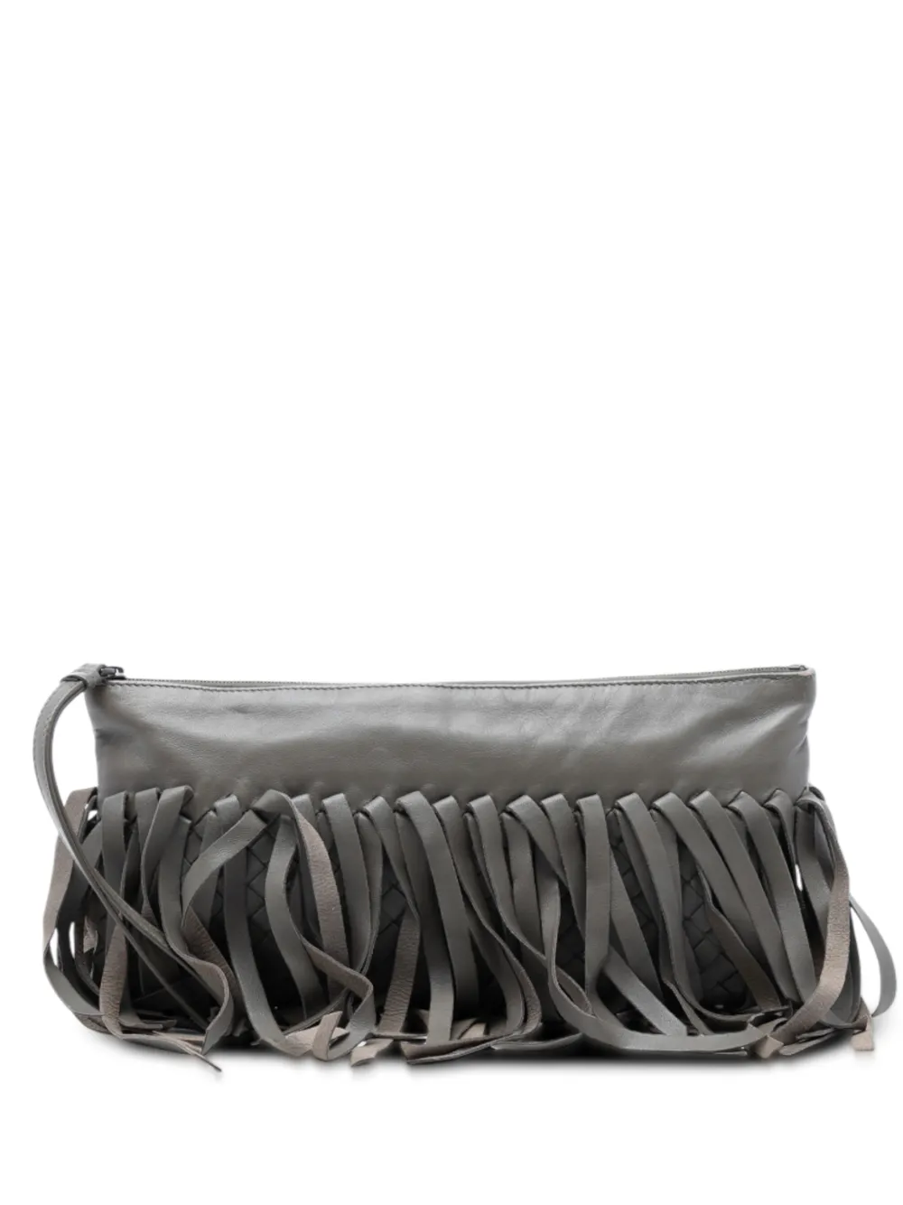 Bottega Veneta Pre-Owned 2012-2025 Lambskin Intrecciato Fringe clutch bag - Grigio
